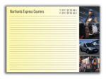 Full-colour deskpad for Northants Express Couriers with lined writing space and courier photos