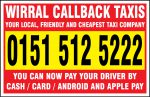 Colour Saver card for Wirral Callback Taxis with phone number 0151 512 5222