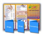 Folded full-colour takeaway leaflets in single, wrap and concertina styles