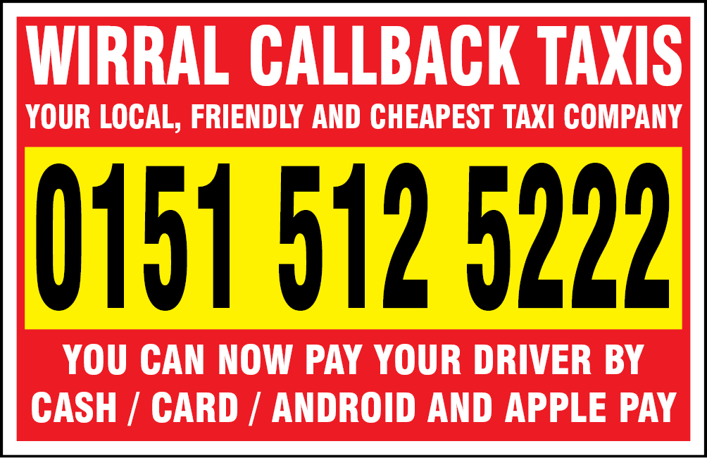 Colour Saver card for Wirral Callback Taxis with phone number 0151 512 5222
