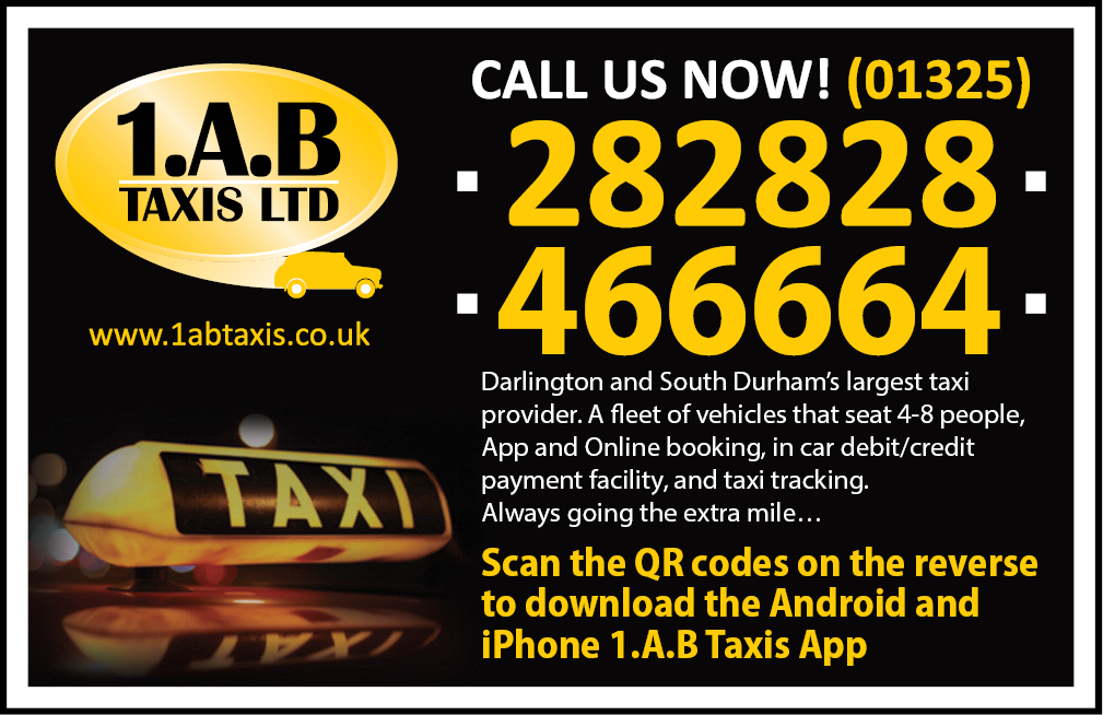 Colour Saver Card example with a black and yellow taxi company advert