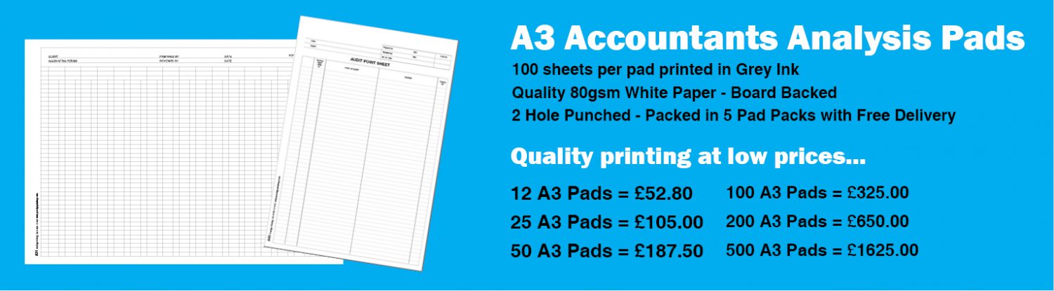A3 Plain Analysis Pads - Prestige Printing